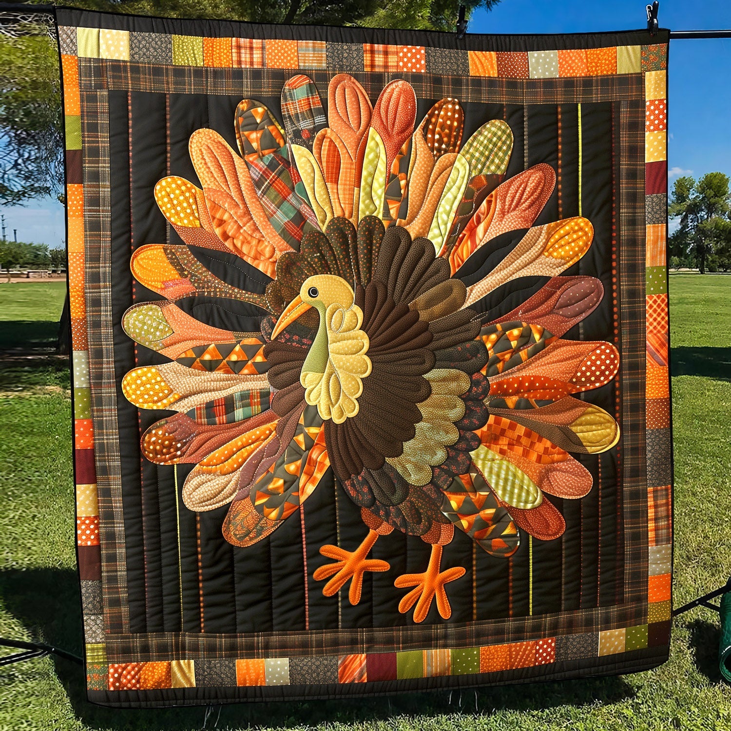 Autumn Turkey Quilted Blanket Gift Ideas For Fall