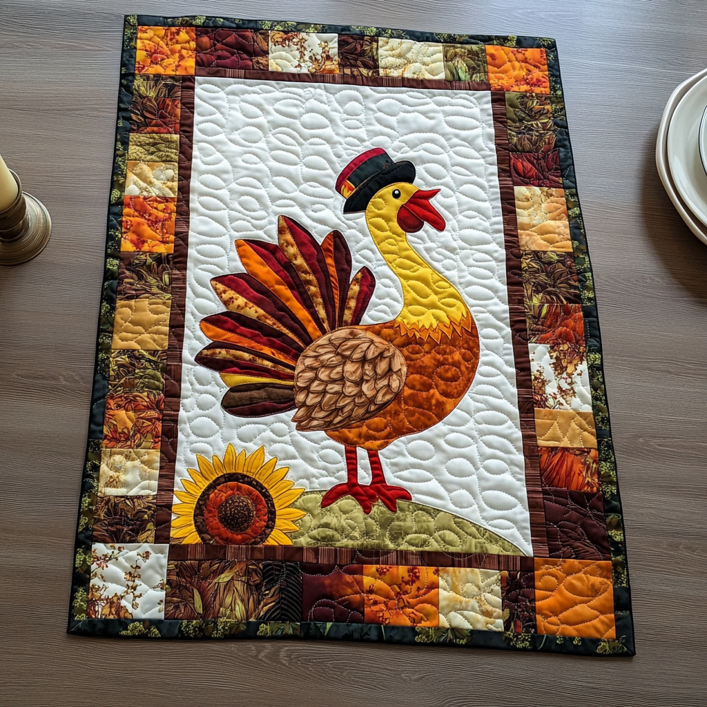 Autumn Turkey Quilted Placemat Thanksgiving Placemats Birthday Presents For Dad