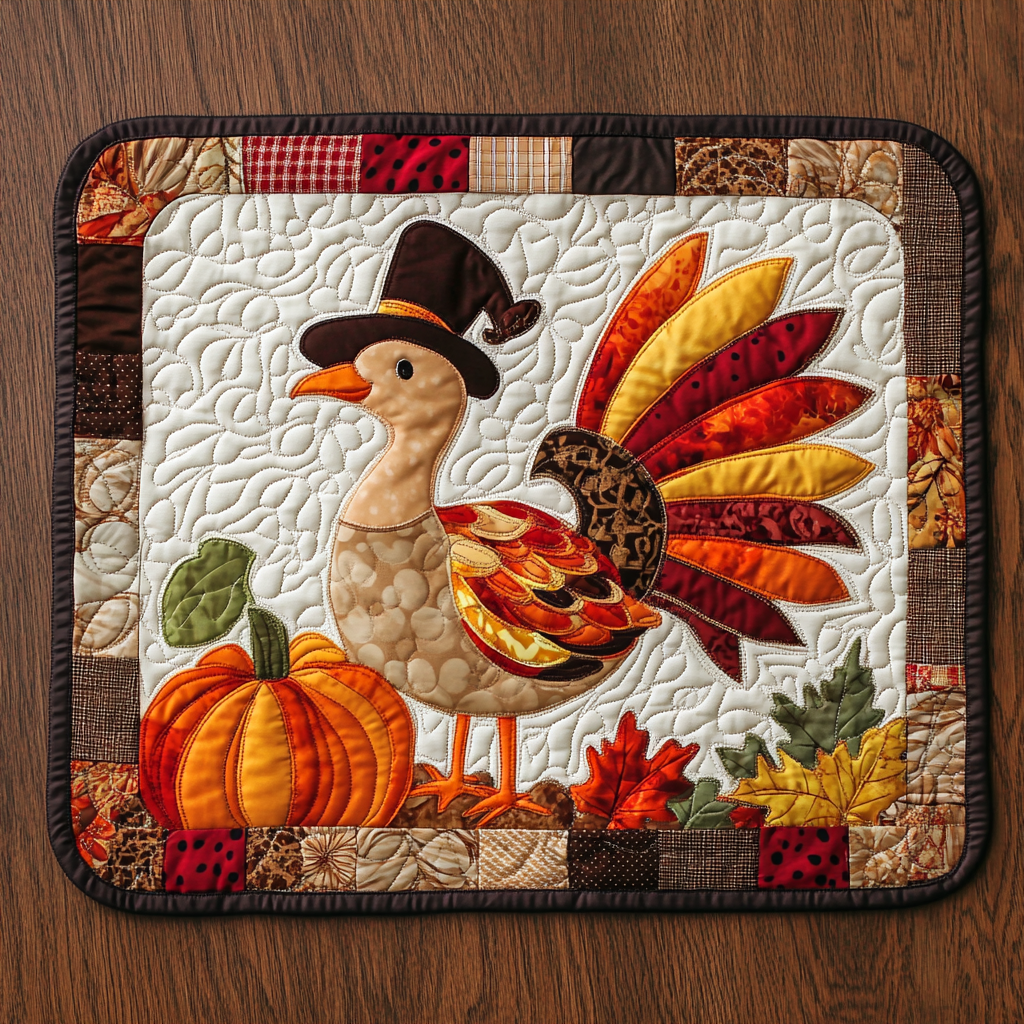 Autumn Turkey Quilted Placemat Thanksgiving Placemats Father In Law Gifts Dad's Day