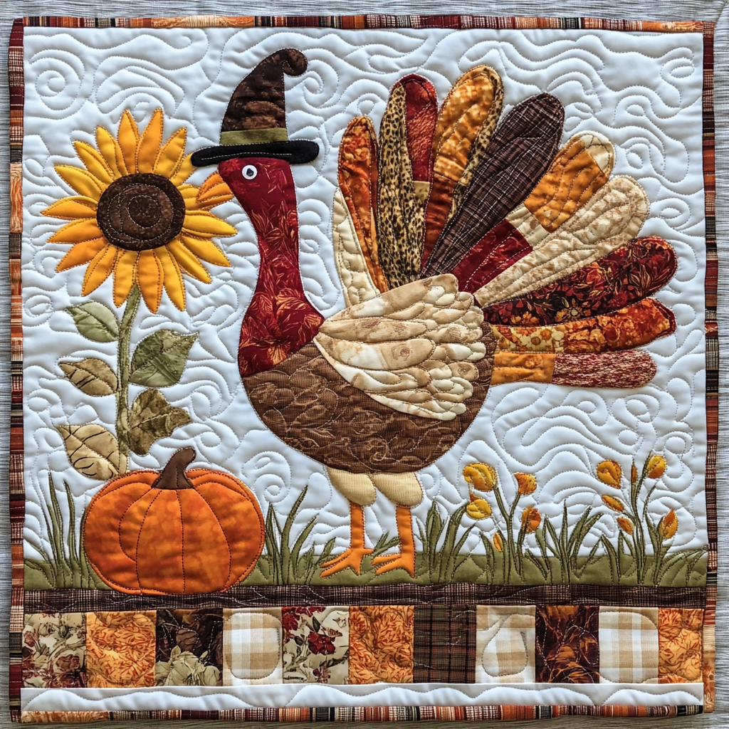 Autumn Turkey Quilted Placemat Thanksgiving Placemats Good Gifts For Dads