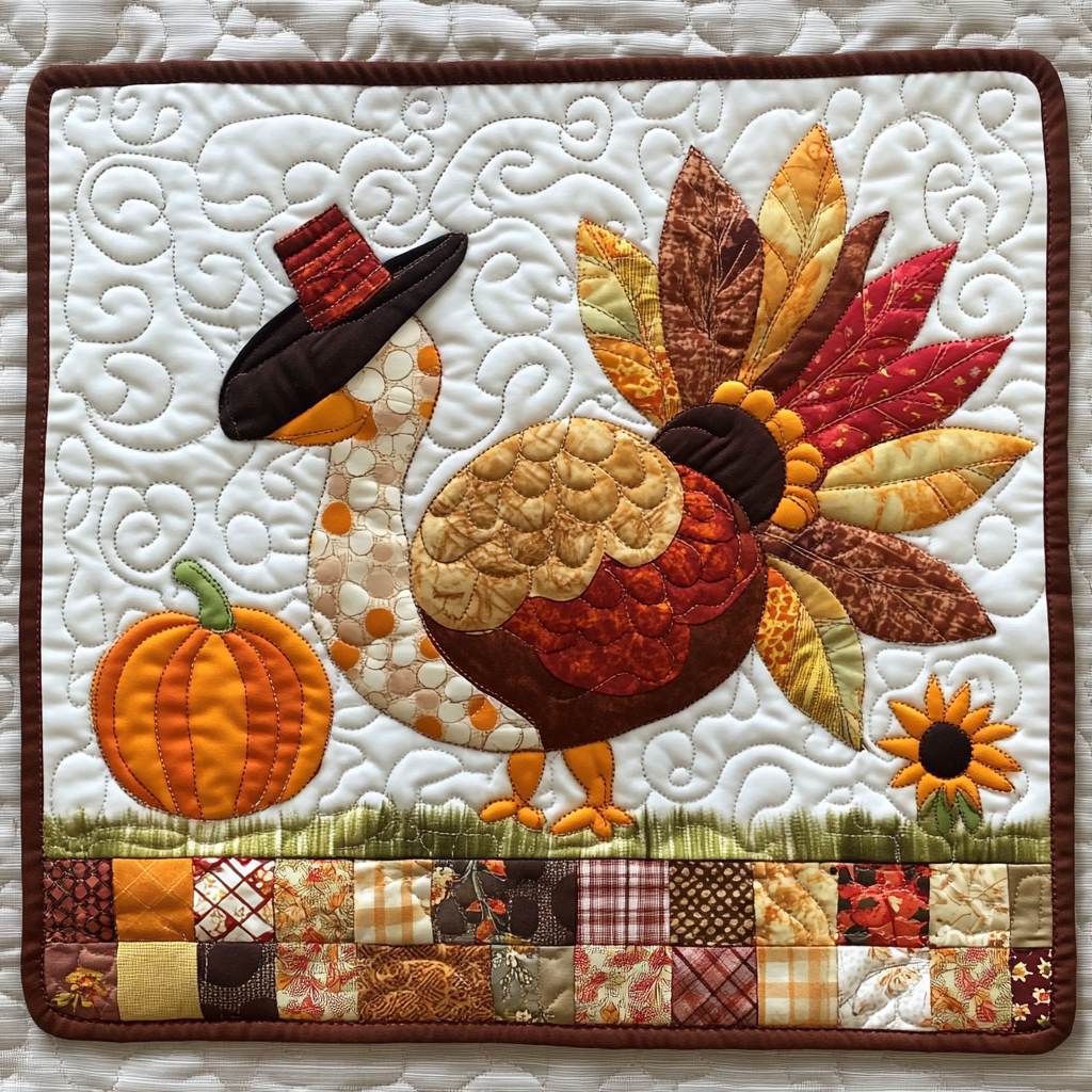 Autumn Turkey Quilted Placemat Thanksgiving Placemats Good Gifts For Mom Birthday
