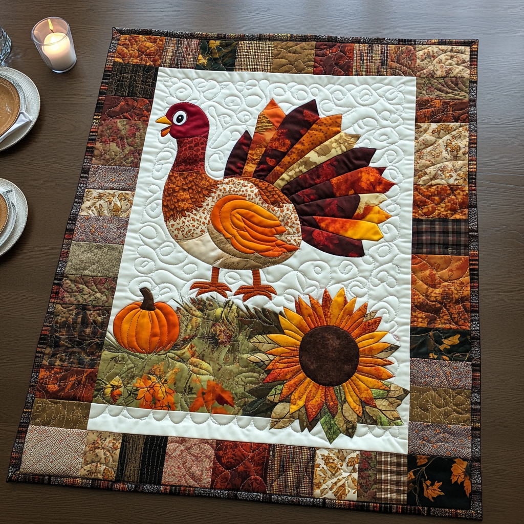 Autumn Turkey Quilted Placemat Thanksgiving Placemats Meaningful Gifts For Mom