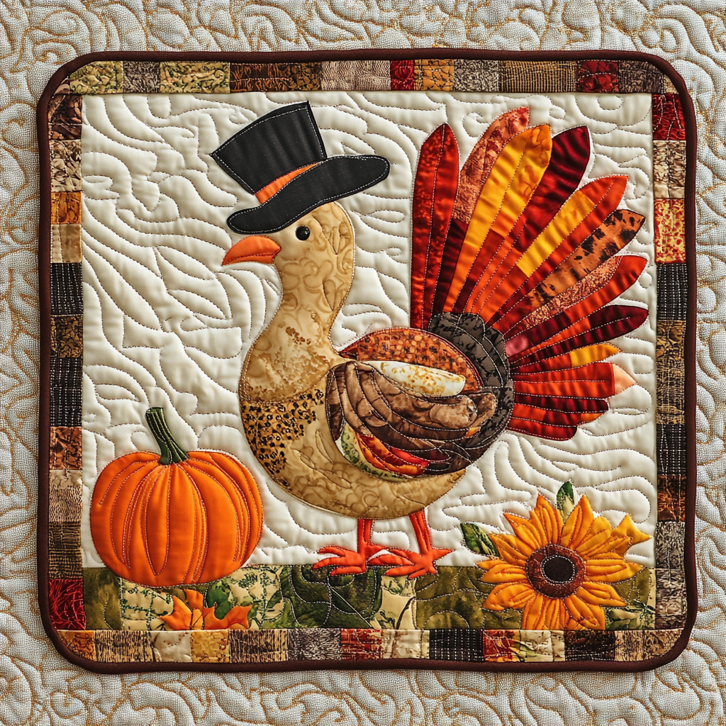 Autumn Turkey Quilted Placemat Thanksgiving Placemats Step Dad Gifts