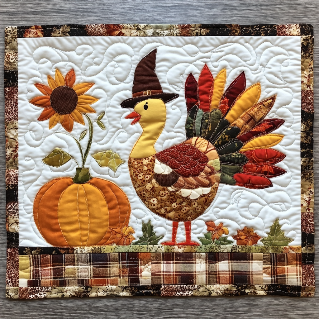 Autumn Turkey Quilted Placemat Thanksgiving Unique Gifts For Dad