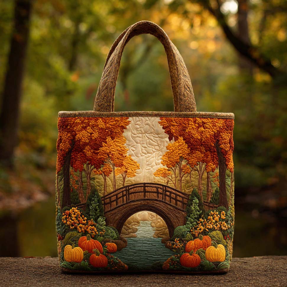 Autumn Valley View Quilted Tote Bag Autumn Themed Gifts