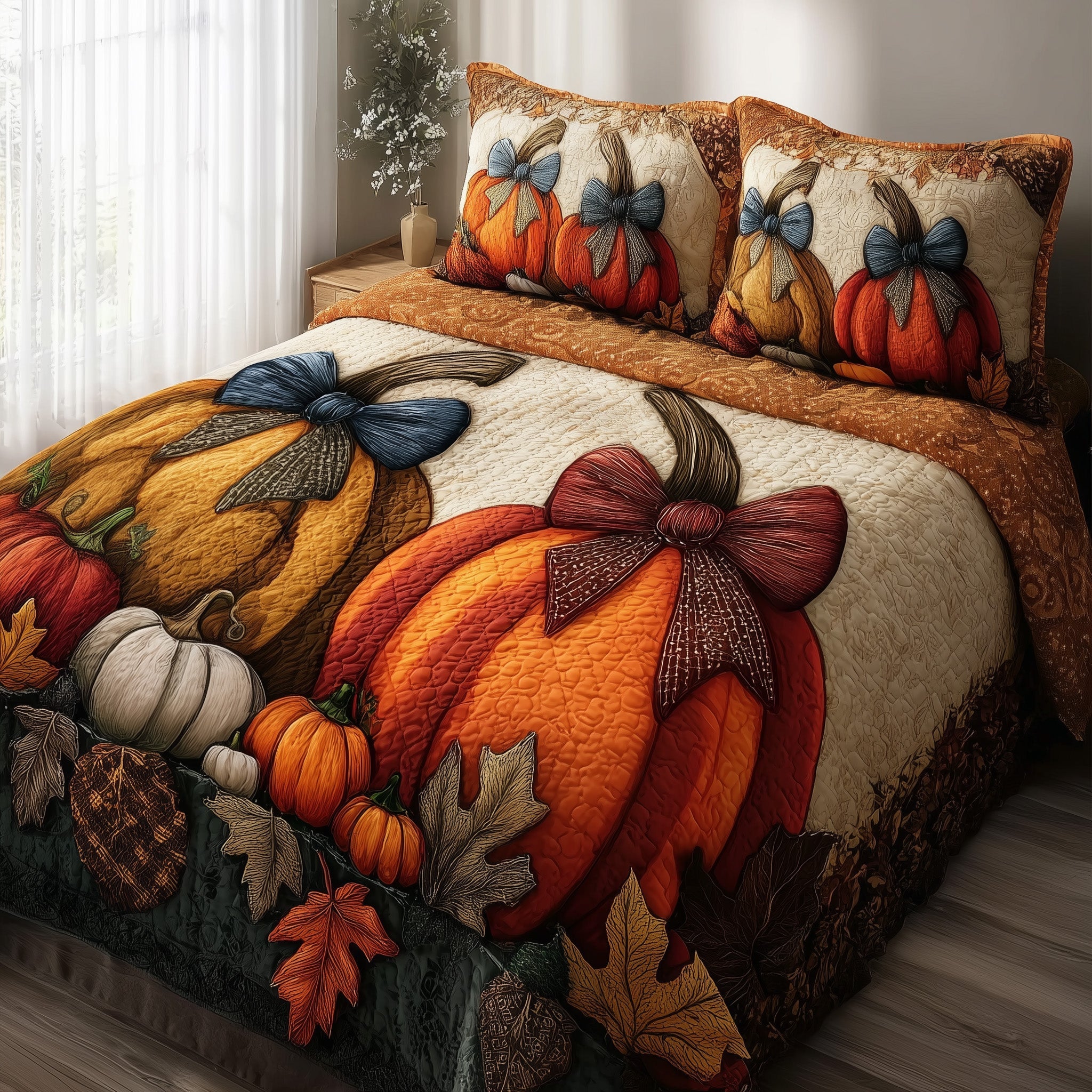 Autumn Vibe Quilted Bedding Set Birthday Gift