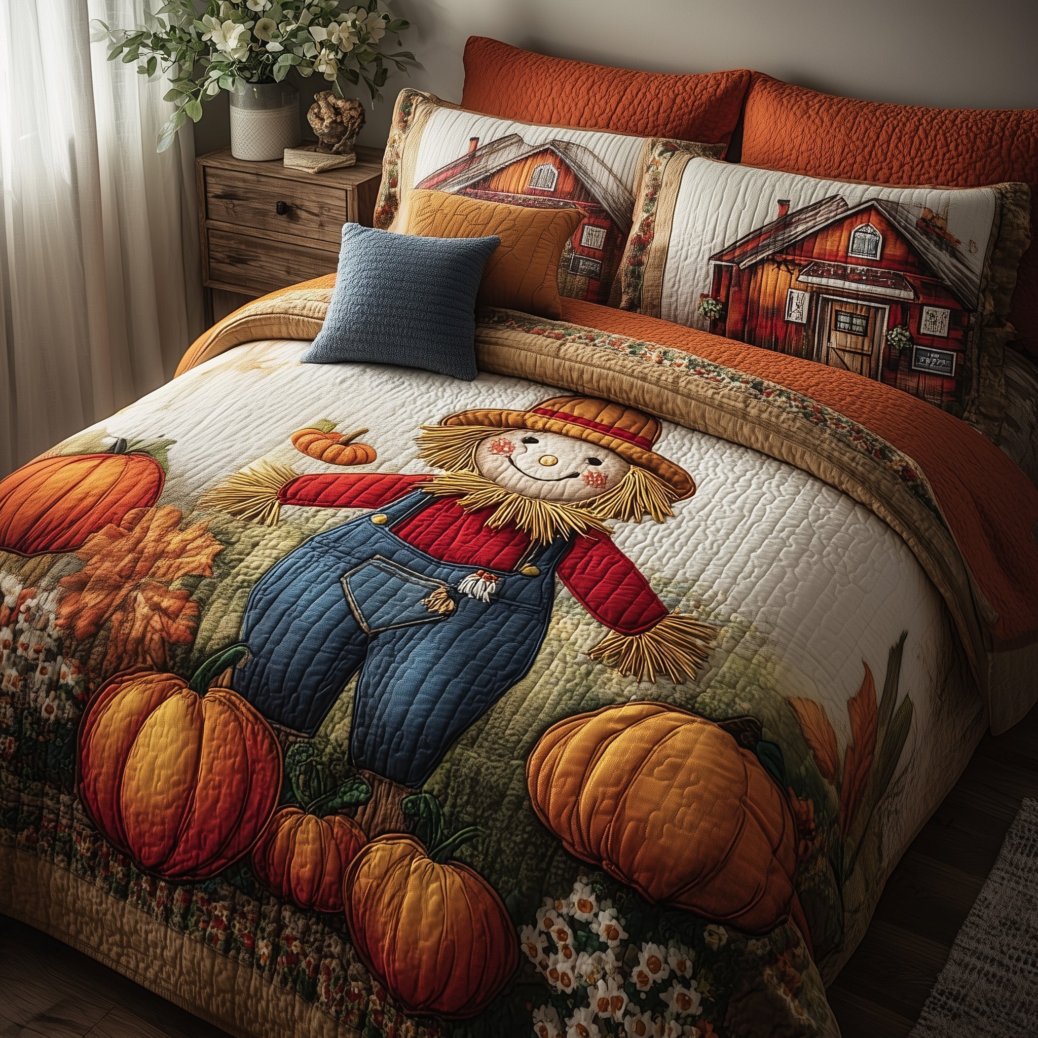 Autumn Vibe Quilted Bedding Set Duvet Cover Bedspread Cool Fall Gifts