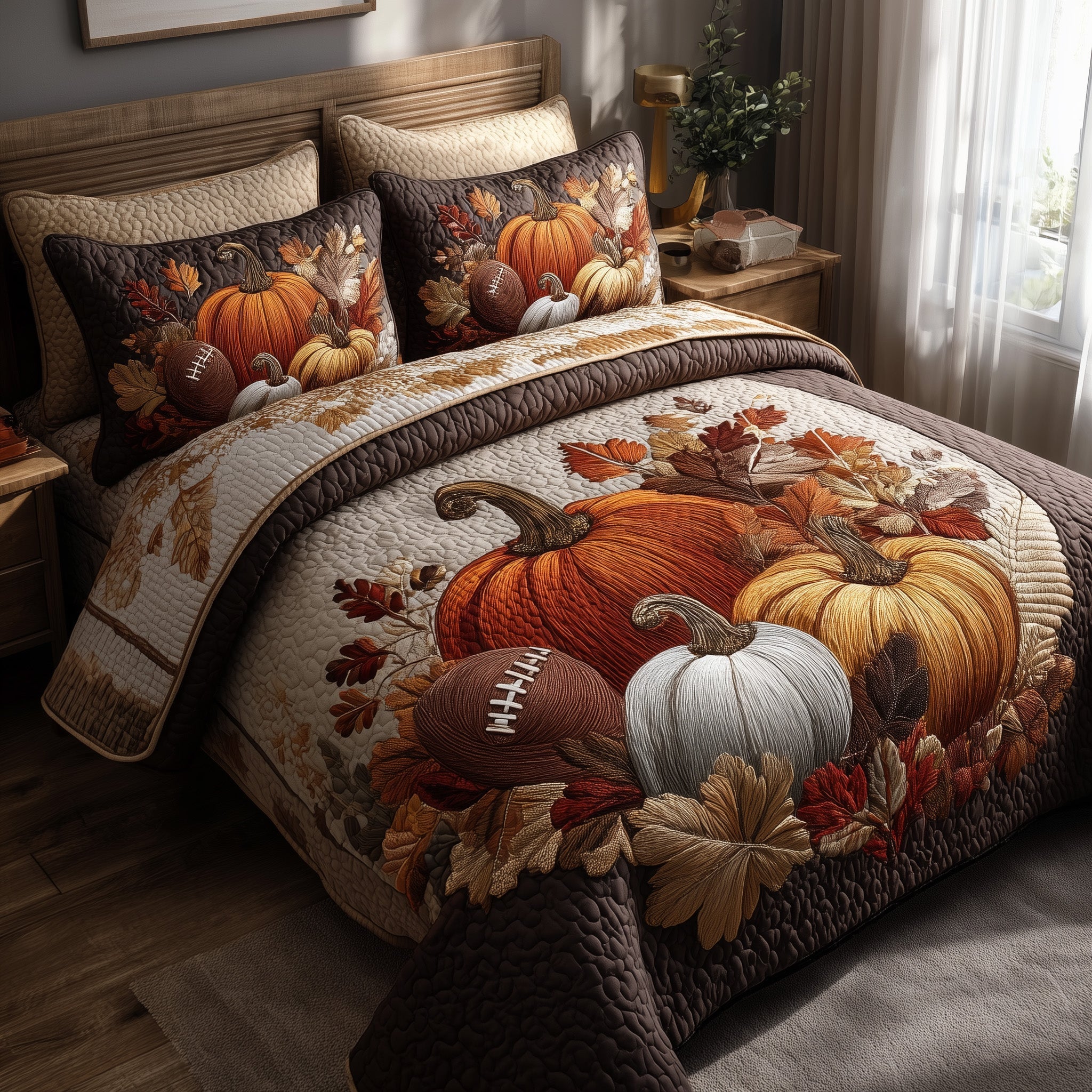 Autumn Vibe Quilted Bedding Set Duvet Cover Bedspread Gifts For Autumn Lovers