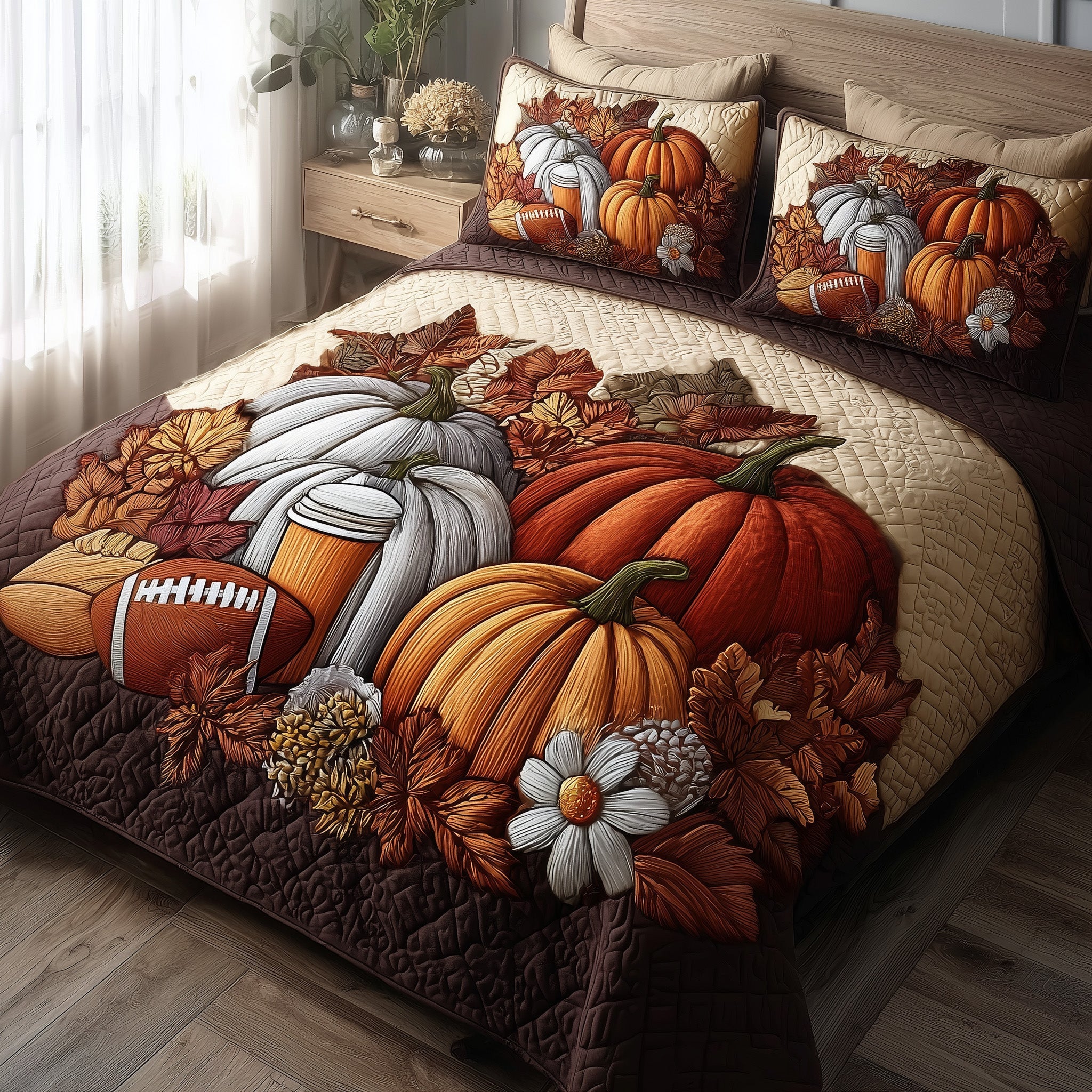 Autumn Vibe Quilted Bedding Set For Men