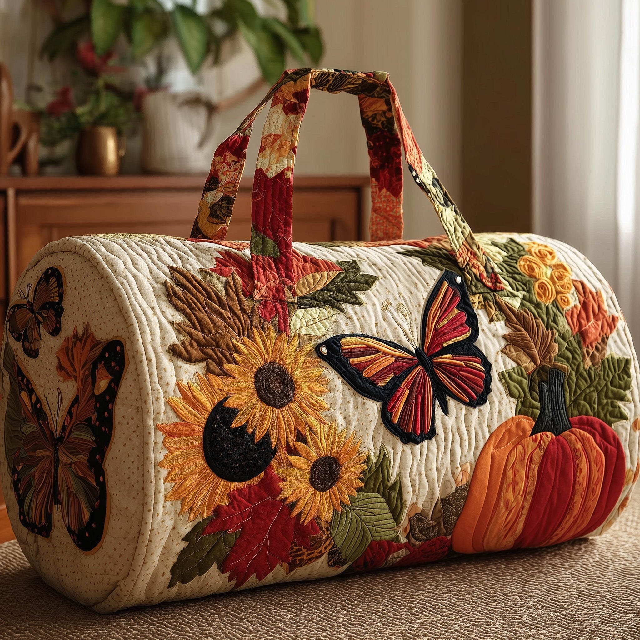 Autumn Vibe Quilted Duffle Bag Birthday Gift Idea