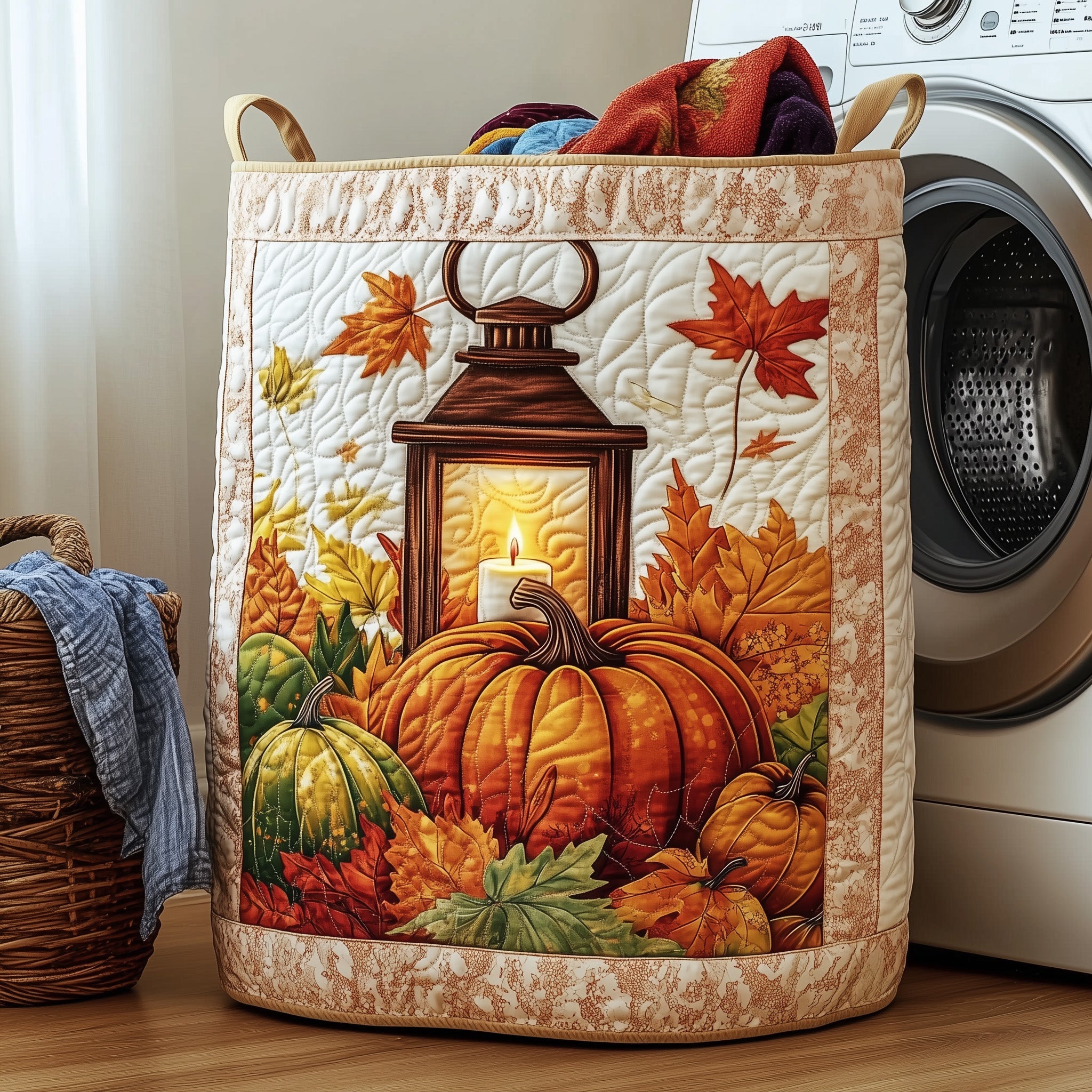 Autumn Vibe Quilted Laundry Basket Foldable Basket Storage Gifts For Fall Enthusiasts