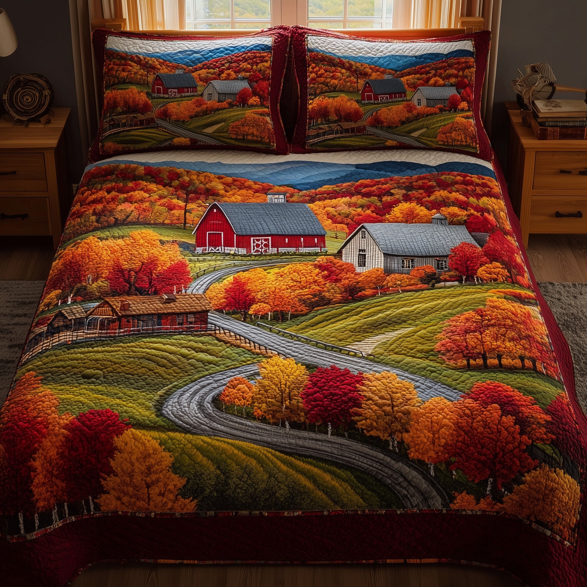 Autumn Villages Quilted Bedding Set For Women