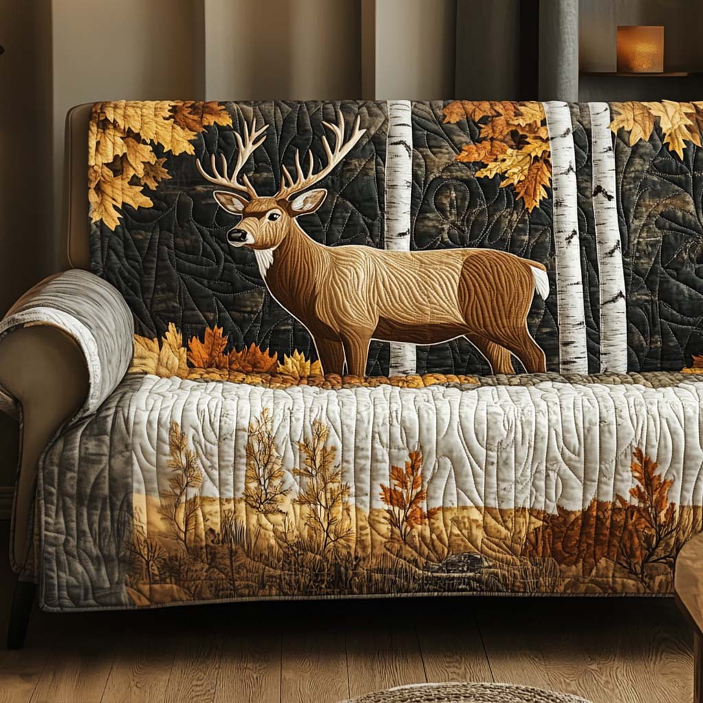 Autumn Watcher Quilted Sofa Cover Living Room Decor Gifts For Deer Lovers