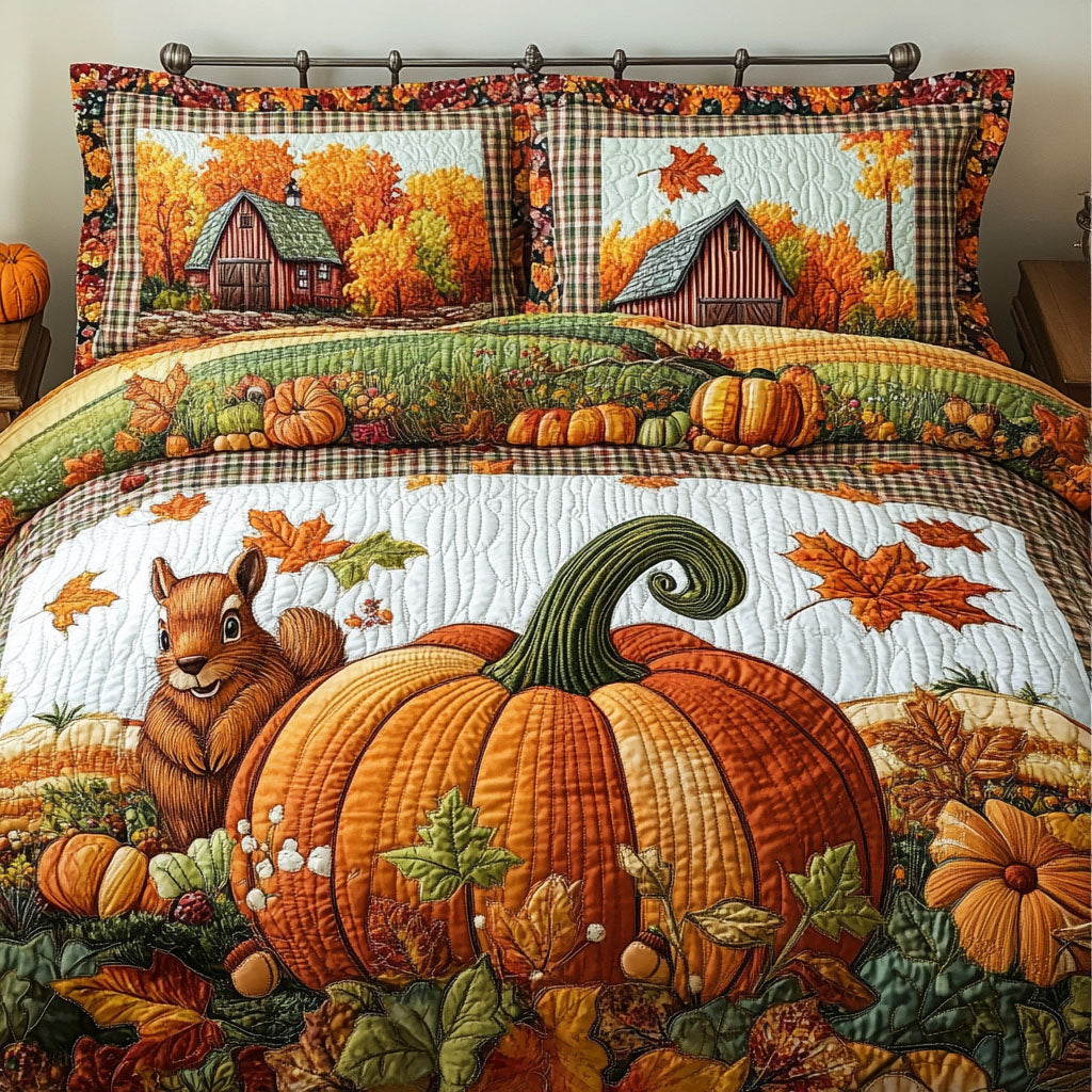 Autumn Whimsy Quilted Bedding Set Cute Bedroom Decor Autumn Themed Gifts