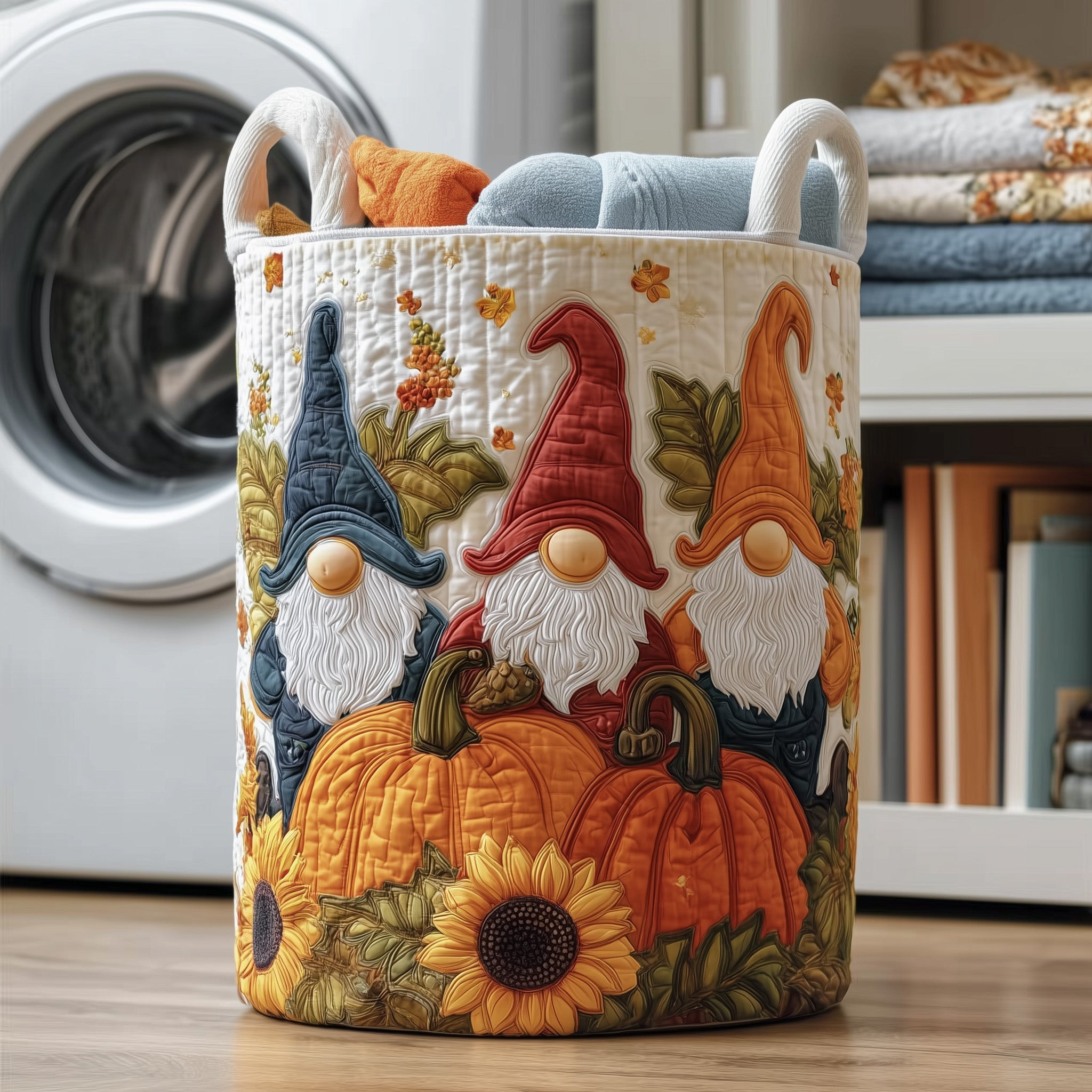 Autumn Whimsy Quilted Laundry Basket Aesthetic Home Decor Cool Gift Ideas
