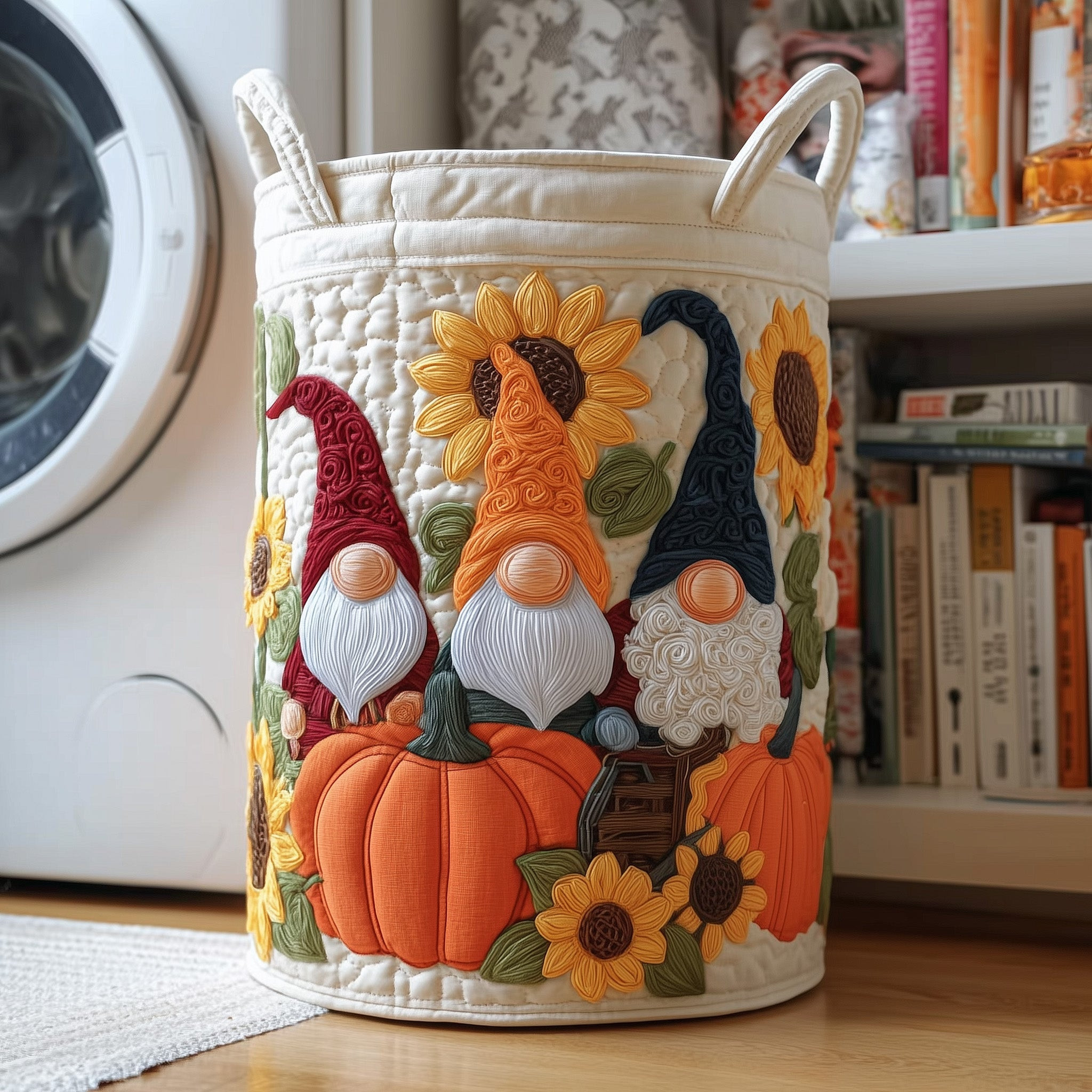 Autumn Whimsy Quilted Laundry Basket Aesthetic Home Decor Pumpkin Lover Gifts