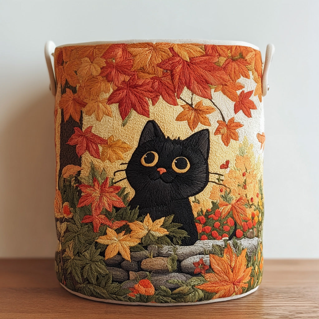 Autumn Whiskers Quilted Laundry Basket Christmas Merch Gift