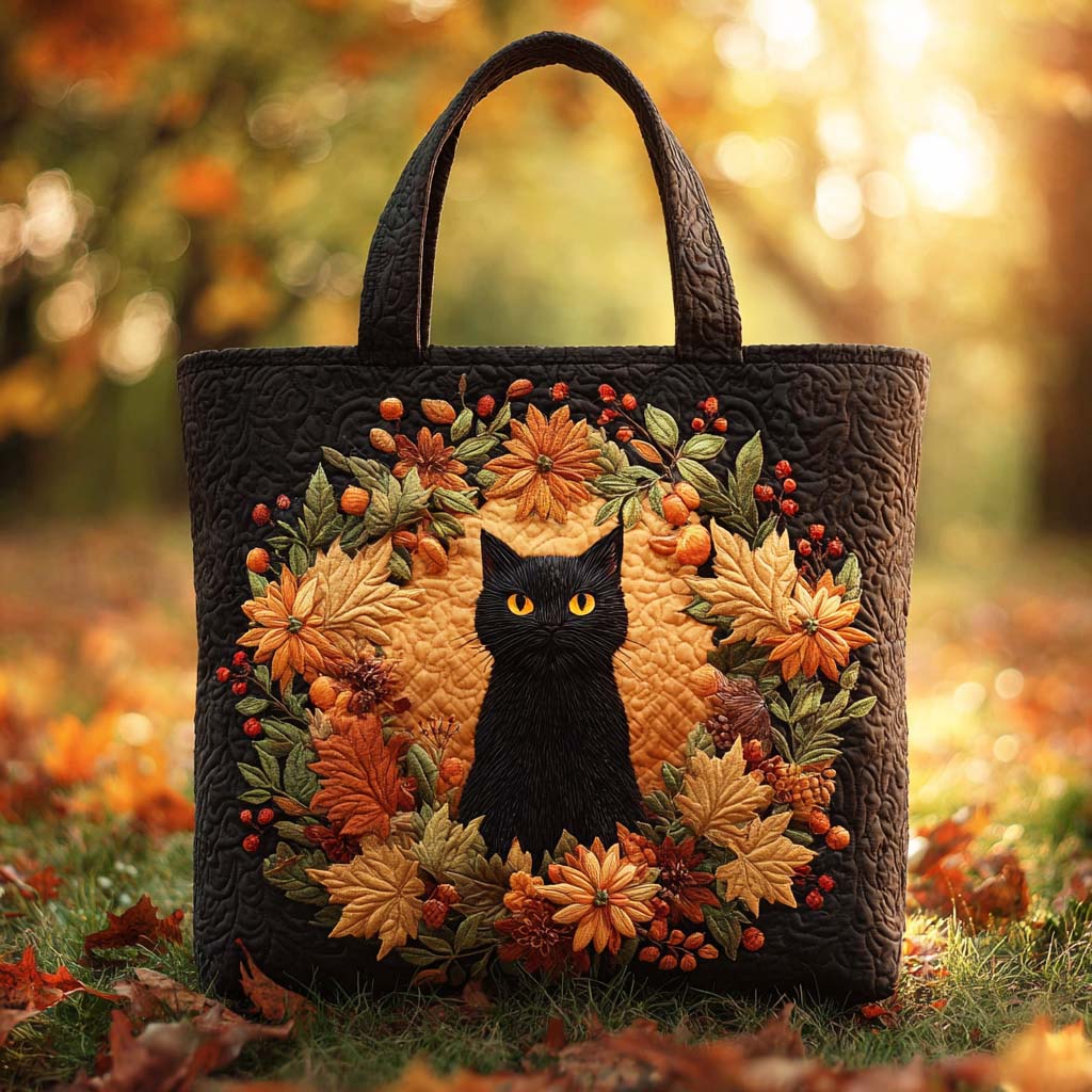 Autumn Whiskers Quilted Tote Bag Autumn Themed Gifts