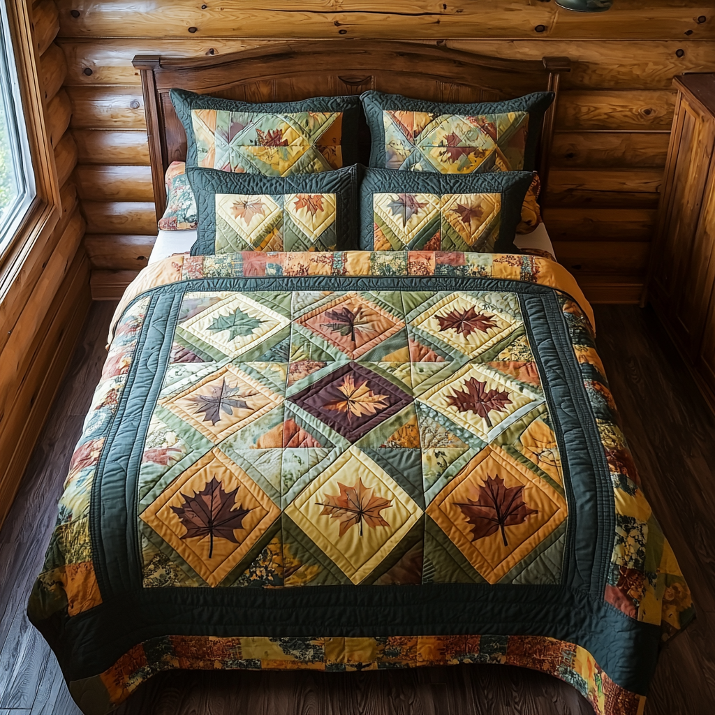 Autumn Whispers Quilted Bedding Set Thoughtful Bedding Gift for Cozy Winter Nights