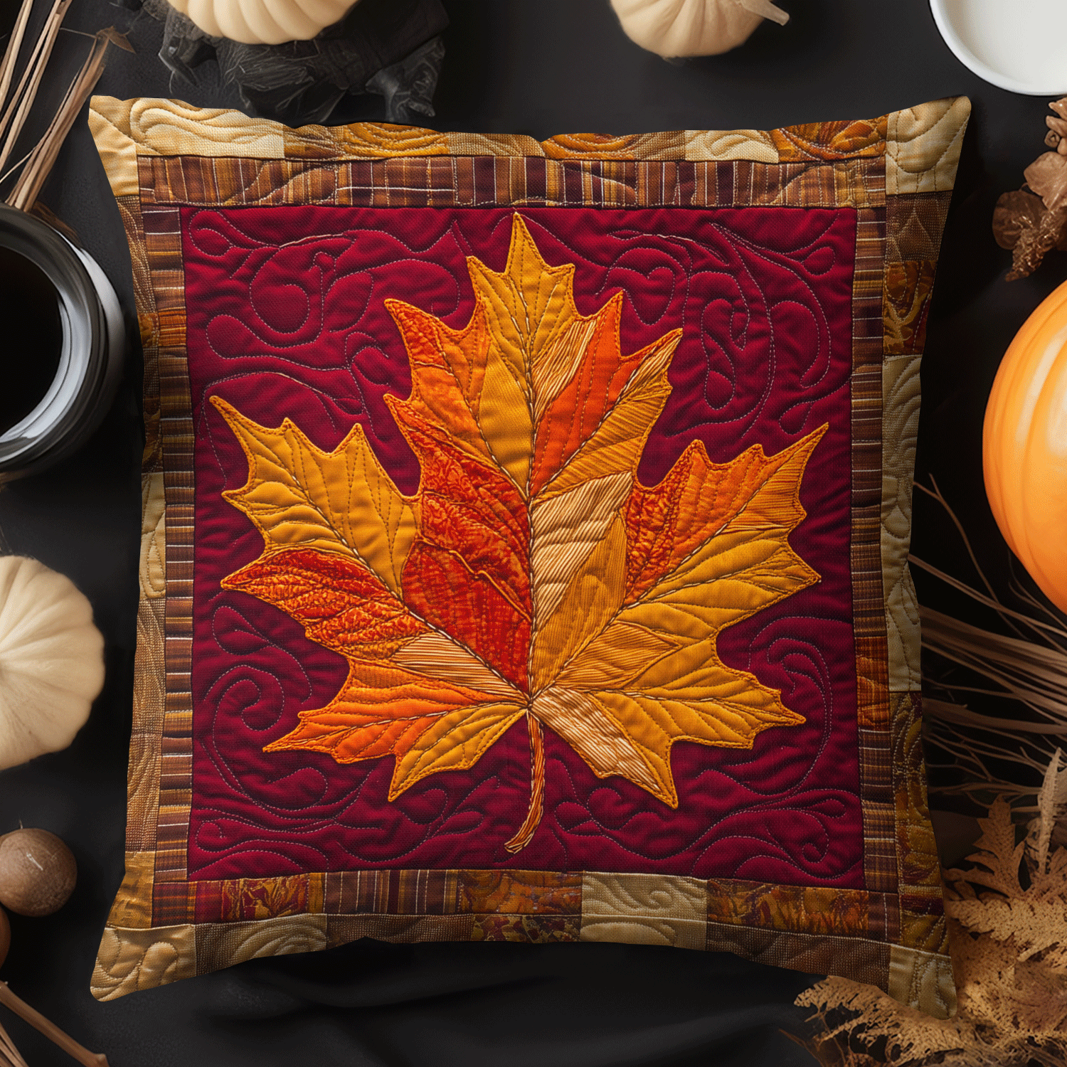 Autumn Whispers Quilted Pillow Case Plaid Christmas Pillow Cover