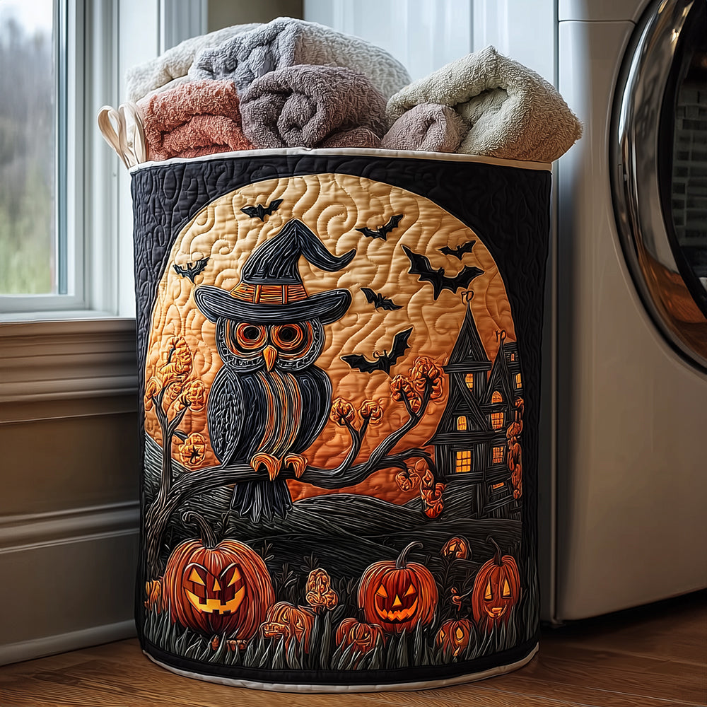 Autumn Witch Owl Quilted Laundry Basket Back To School Merch