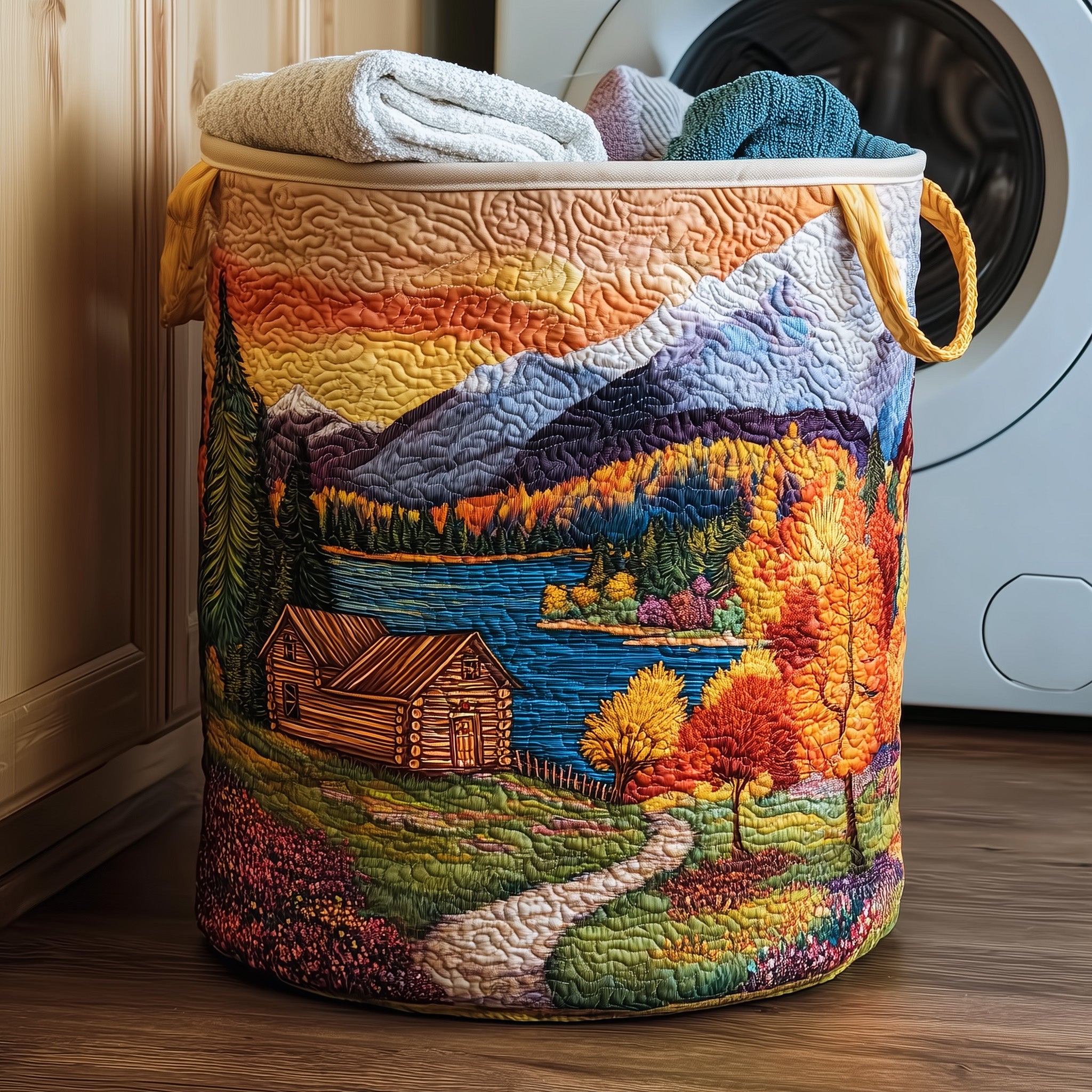 Autumn Wonders Quilted Laundry Basket Clothes Hamper Storage Gifts For Mom