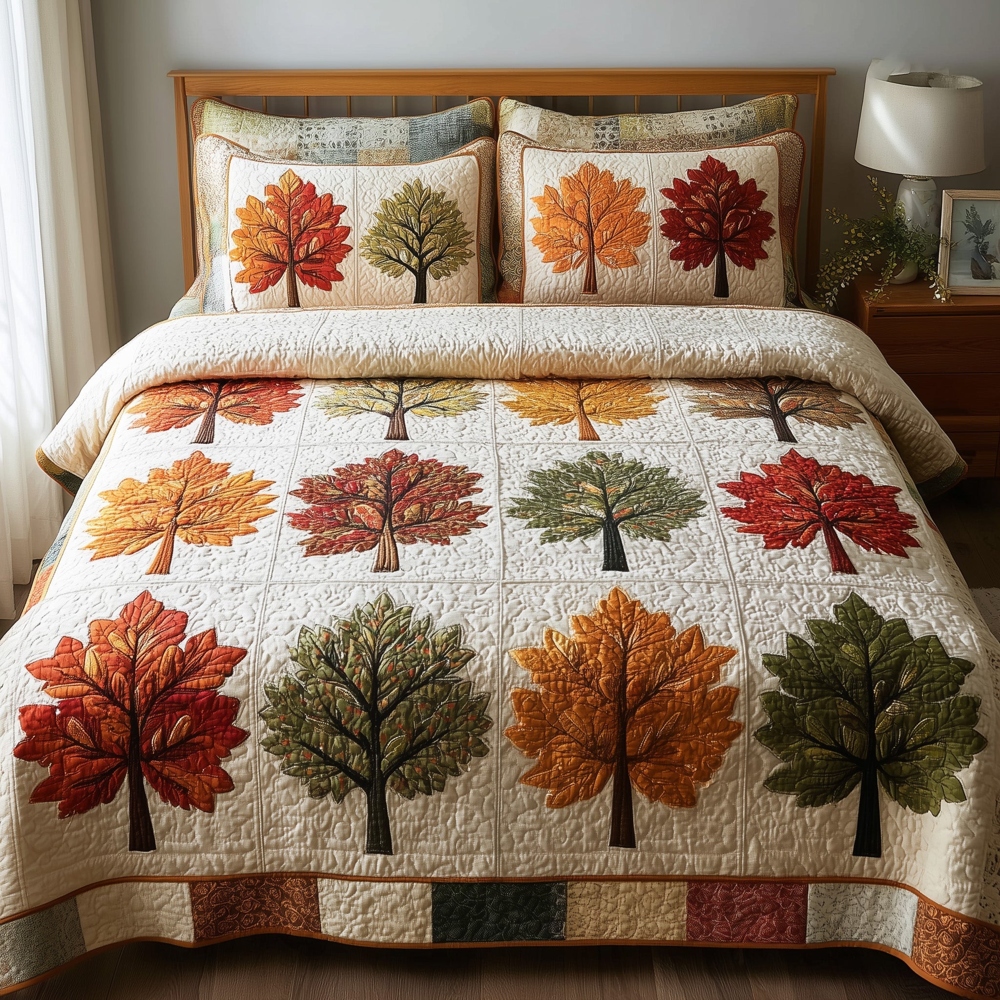 Autumn Wood Quilted Bedding Set Breathable