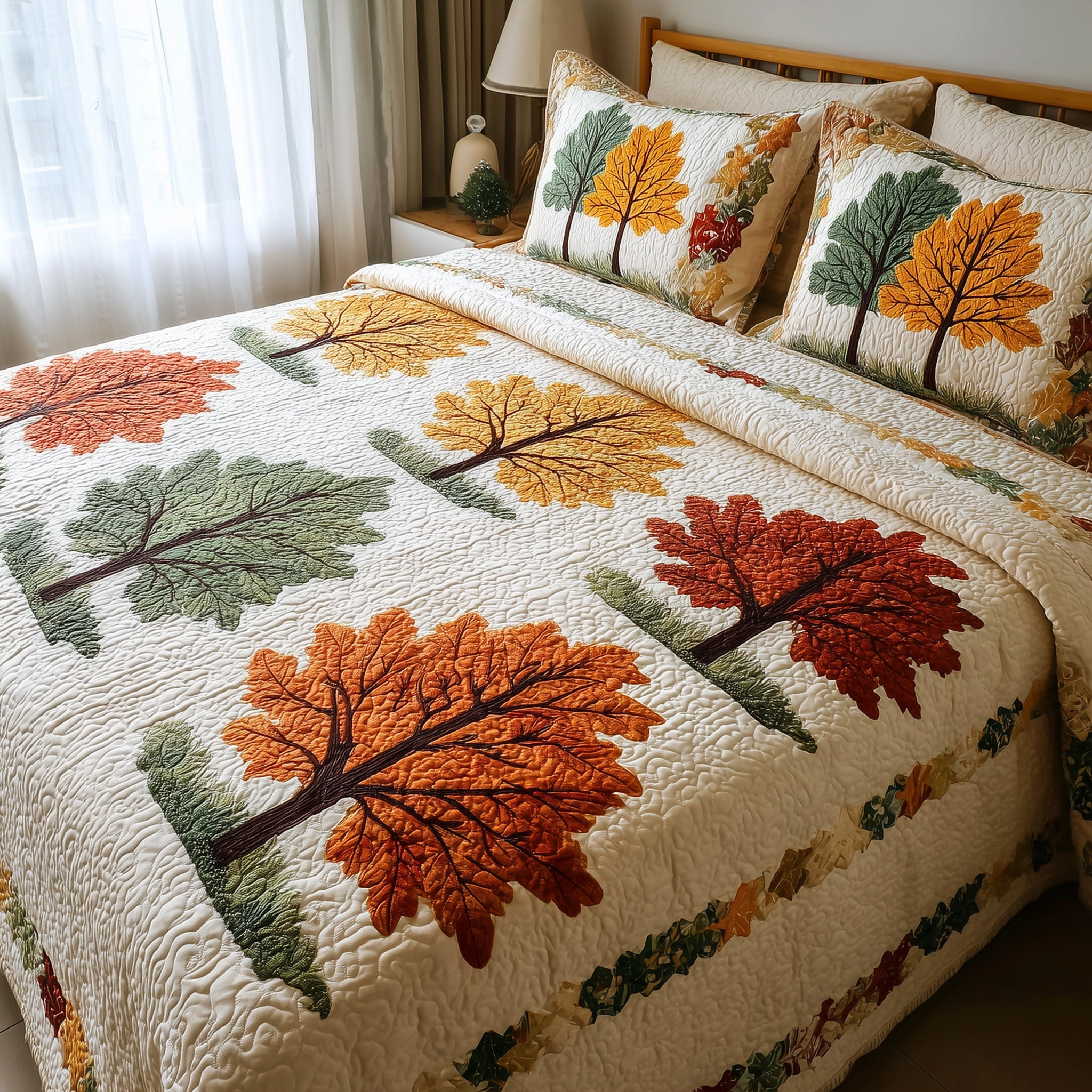 Autumn Wood Quilted Bedding Set Hypoallergenic