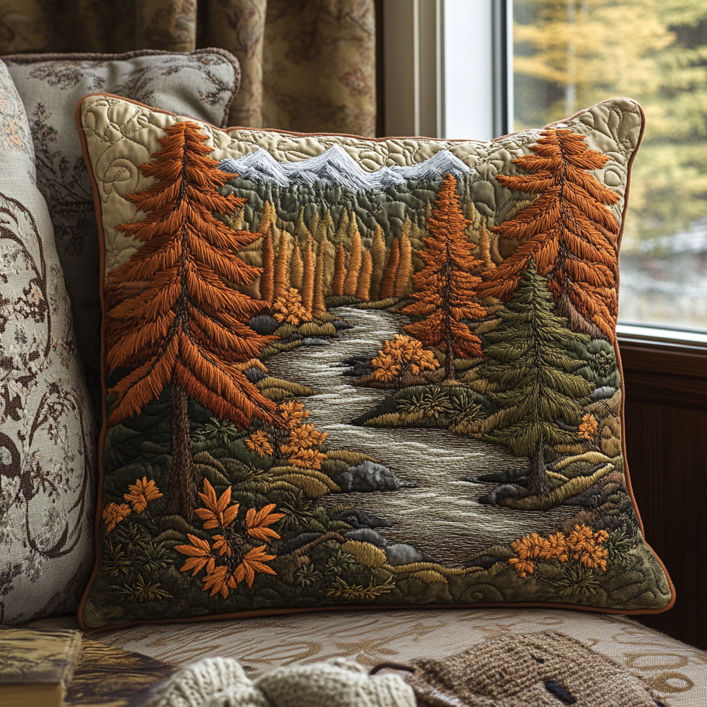 Autumn Woodland Majesty Quilted Pillow Case Fall Pillow Cases Gifts For Mom