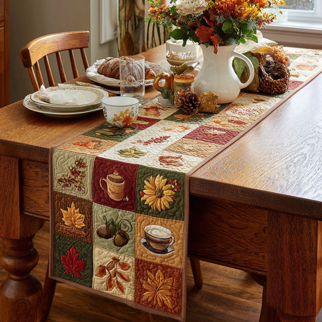 Autumn Woodlands Quilted Table Runner Elegant Fall Table Runner Family Gift Ideas