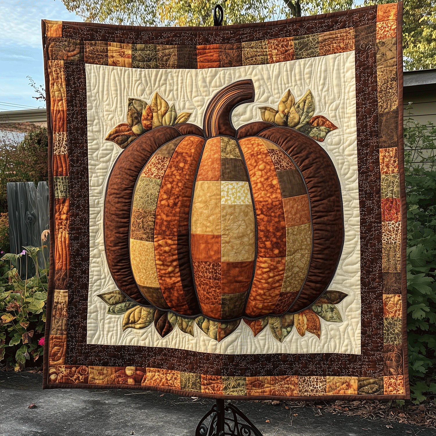 Autumnal Pumpkin Quilted Blanket Autumn Presents