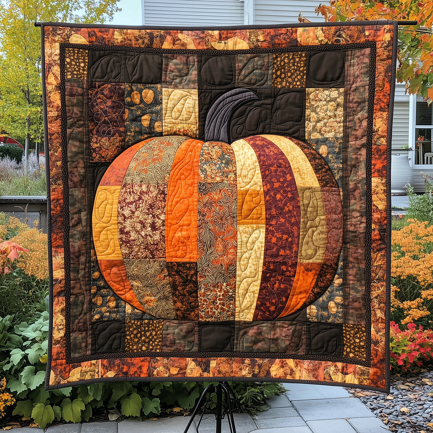 Autumnal Pumpkin Quilted Blanket Gift For Mid Autumn Festival