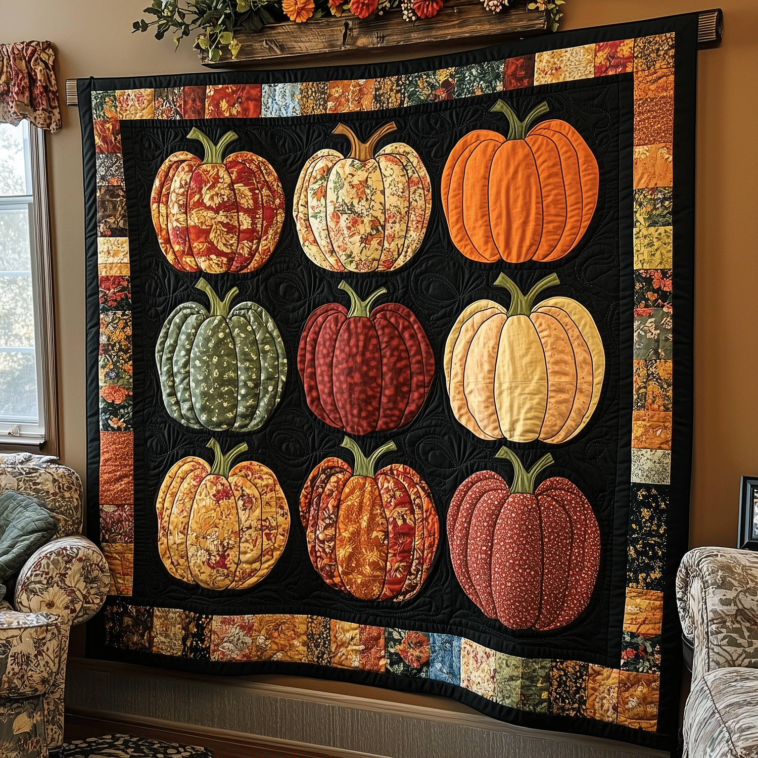 Autumnal Pumpkin Quilted Blanket Spooky Gifts For Her