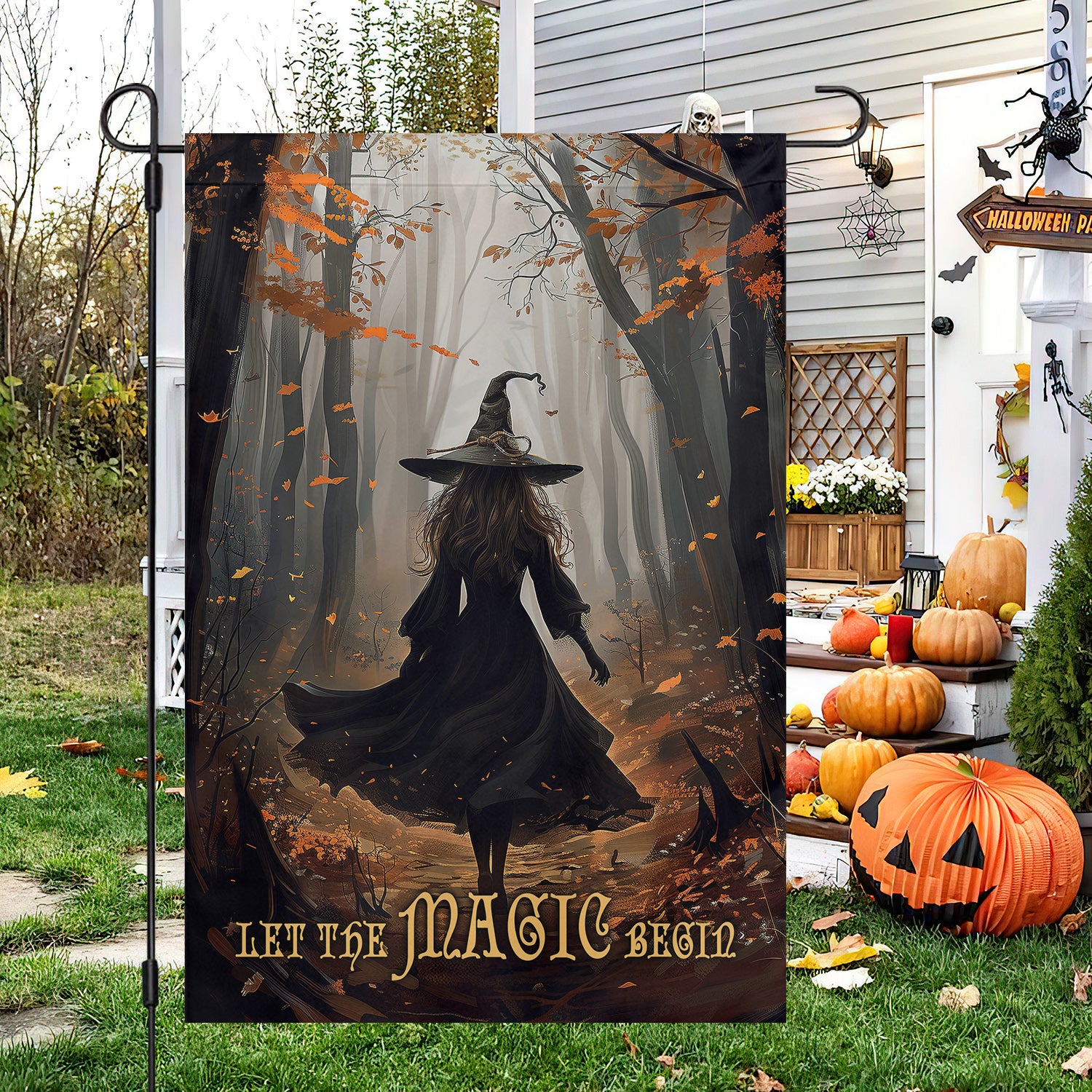 Autumnal Witch's Path Halloween Flag Witch Outdoor Decor Spooky Decor Witchcraft Gifts