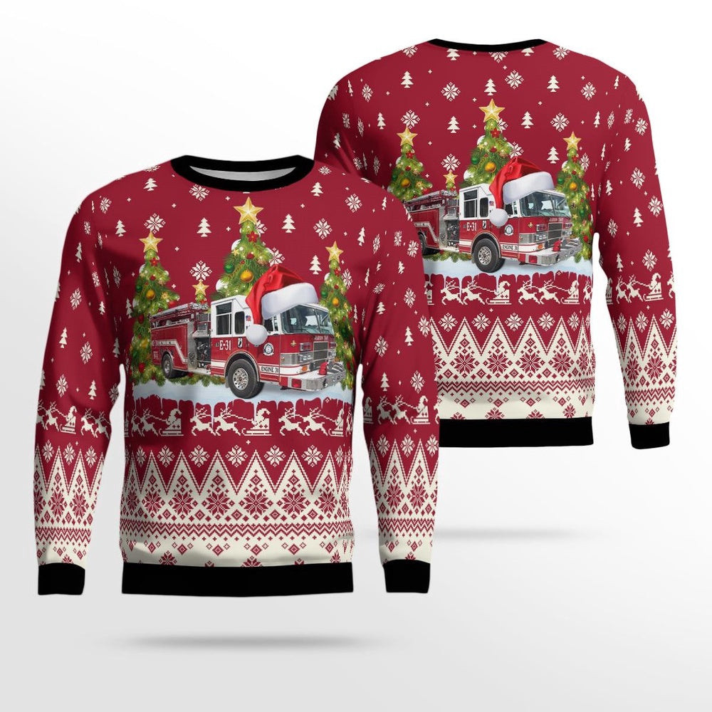 Avalon Volunteer Fire Department Avalon New Jersey Christmas AOP Ugly Sweater Xmas Unisex Sweater Christmas Gifts for Men Women
