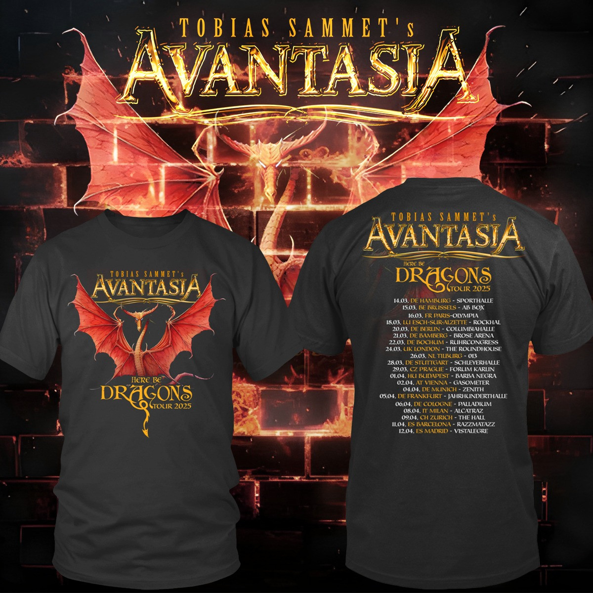 Avantasia Here Be Dragons Tour 2025 T-Shirt Gifts For Music Fans
