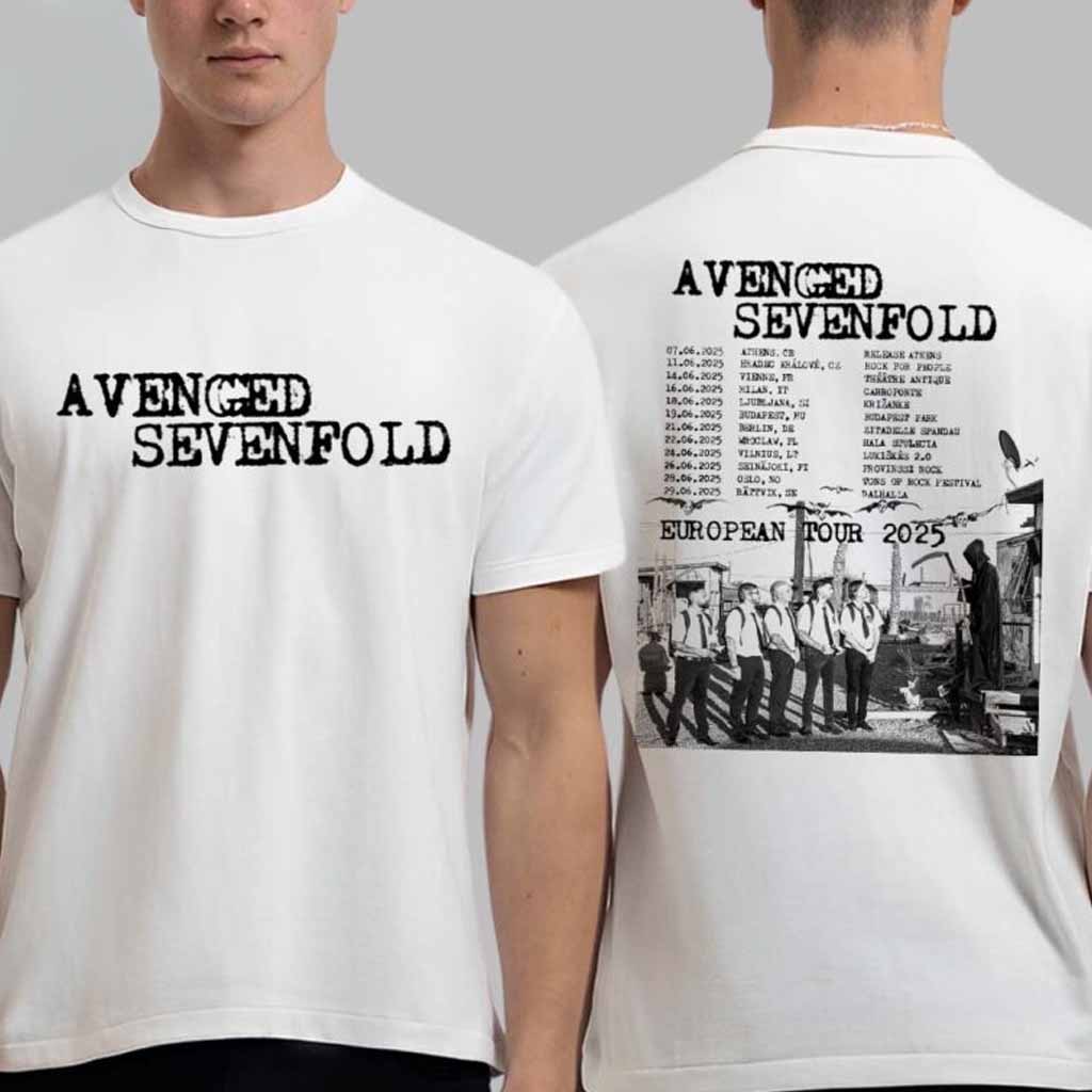 Avenged Sevenfold European Tour 2025 Tour Schedule Dates List T-Shirt Avenged Sevenfold Merch Fans Gifts