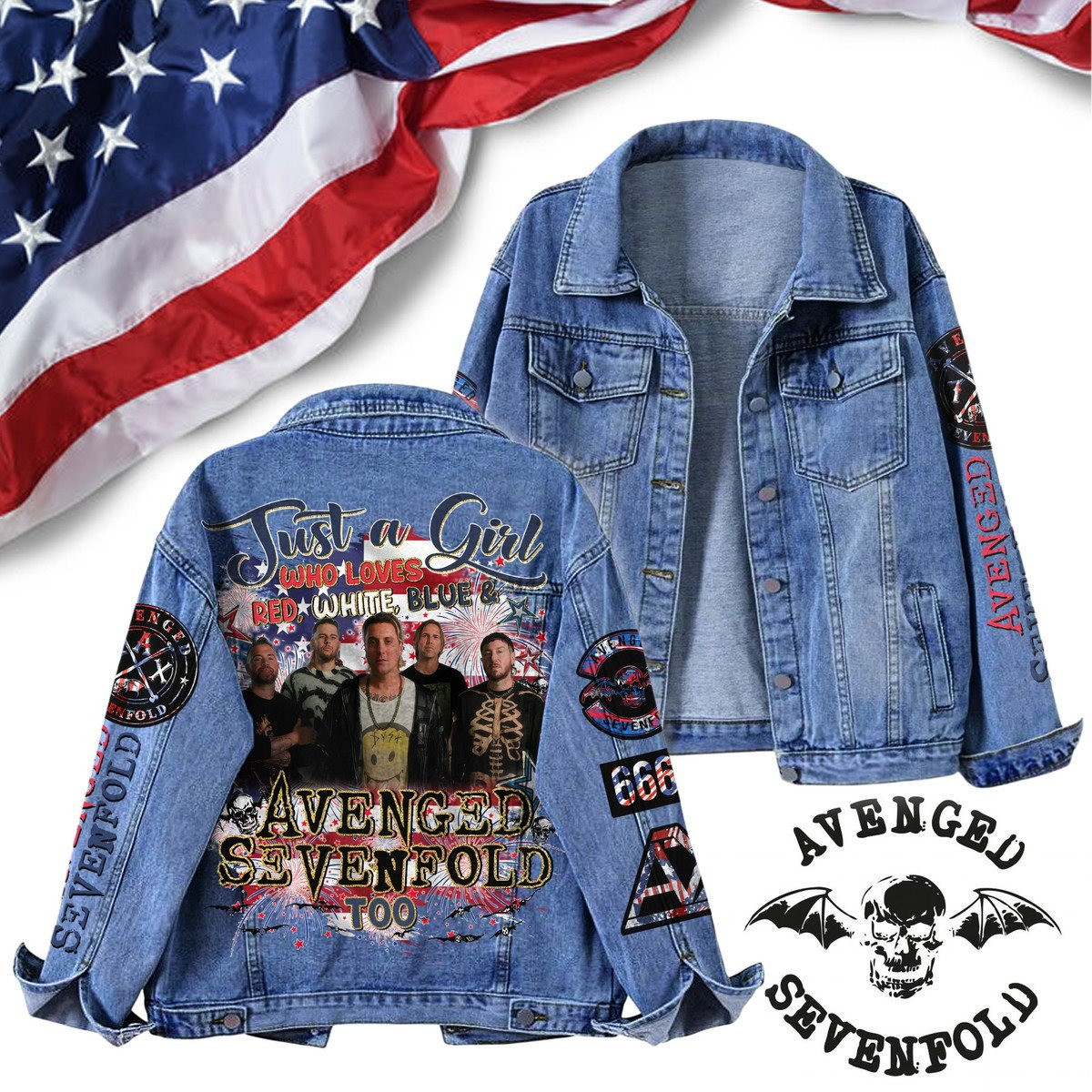 Avenged Sevenfold Just A Girl Tour 2025 Denim Jacket Cool Gifts For Music Lovers