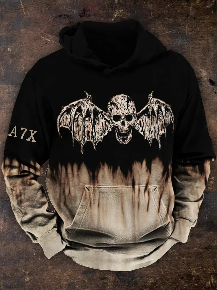 Avenged Sevenfold Merch Avenged Sevenfold Bat Skull Print Hoodie 47X Merch Great Gifts For Dad