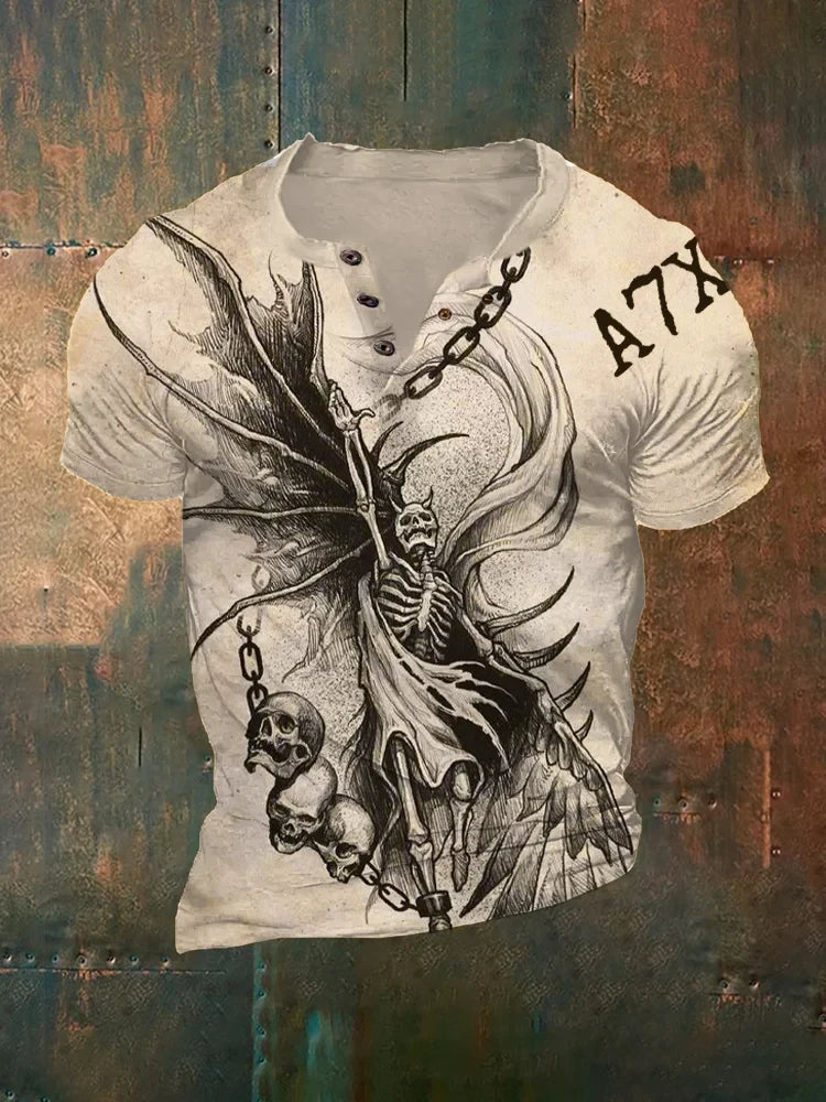 Avenged Sevenfold Merch Avenged Sevenfold Skull Henley T-Shirt A7X Merch Top Father's Day Gifts Avenged Sevenfold Merch Avenged Sevenfold Skull Henley T-Shirt A7X Merch Top Father's Day Gifts