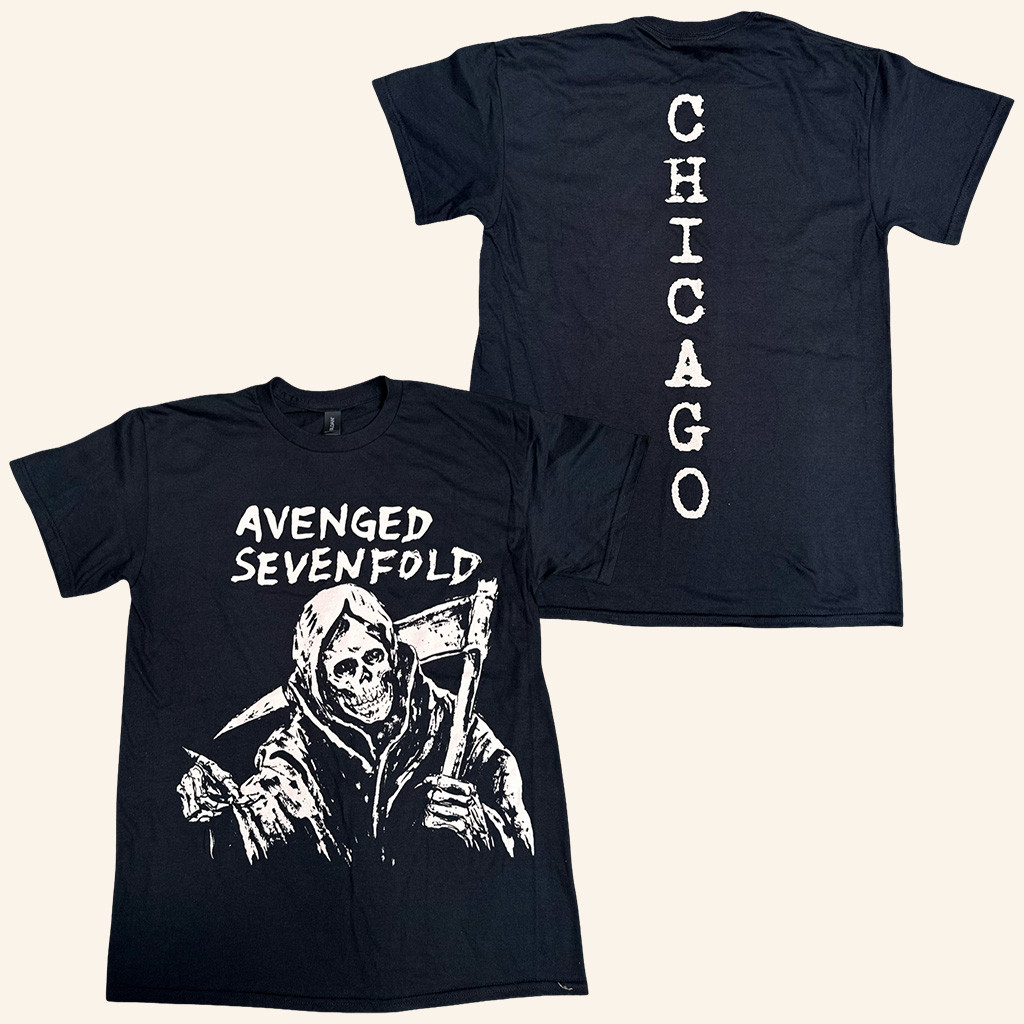 Avenged Sevenfold Merch Reaper Chicago T-Shirt Music Gift Ideas For Guys Avenged Sevenfold Merch Reaper Chicago T-Shirt Music Gift Ideas For Guys