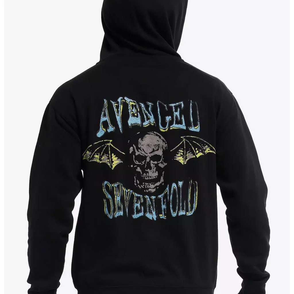 Avenged Sevenfold Merch Winged Skull Zip Hoodie Music Lover Gift Ideas For Him