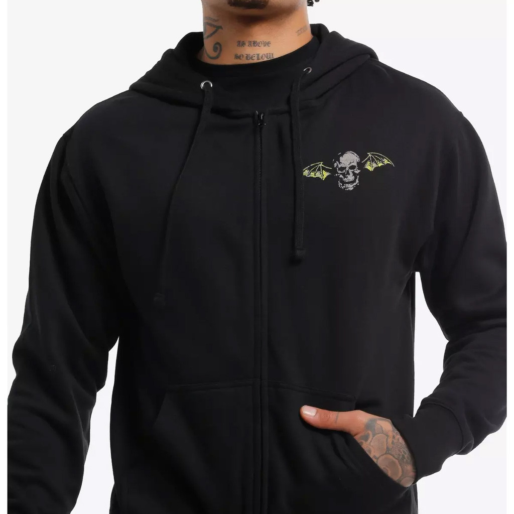 Avenged Sevenfold Merch Winged Skull Zip Hoodie Music Lover Gift Ideas For Him