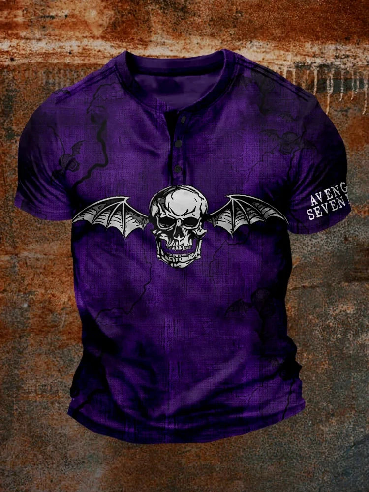 Avenged Sevenfold Merch Wings Skull A7X Henley T-Shirt Great Father's Day Gifts Avenged Sevenfold Merch Wings Skull A7X Henley T-Shirt Great Father's Day Gifts