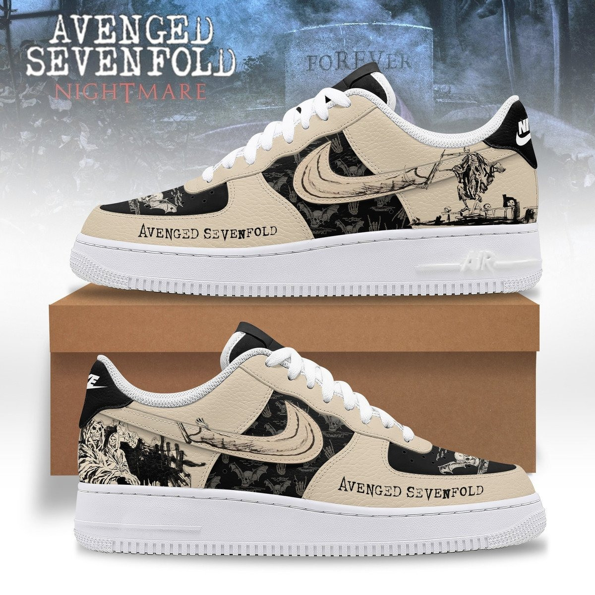 Avenged Sevenfold Nightmare AF1 Shoes Gift Ideas For Music Lovers