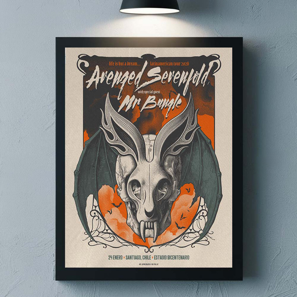 Avenged Sevenfold Santiago Chile 2026 Venue Poster At Estadio Bicentenario On January Poster