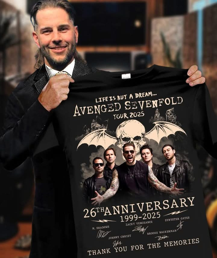 Avenged Sevenfold Tour T-Shirt 2025 26th Anniversay 1999-2025 Thank You For The Memories