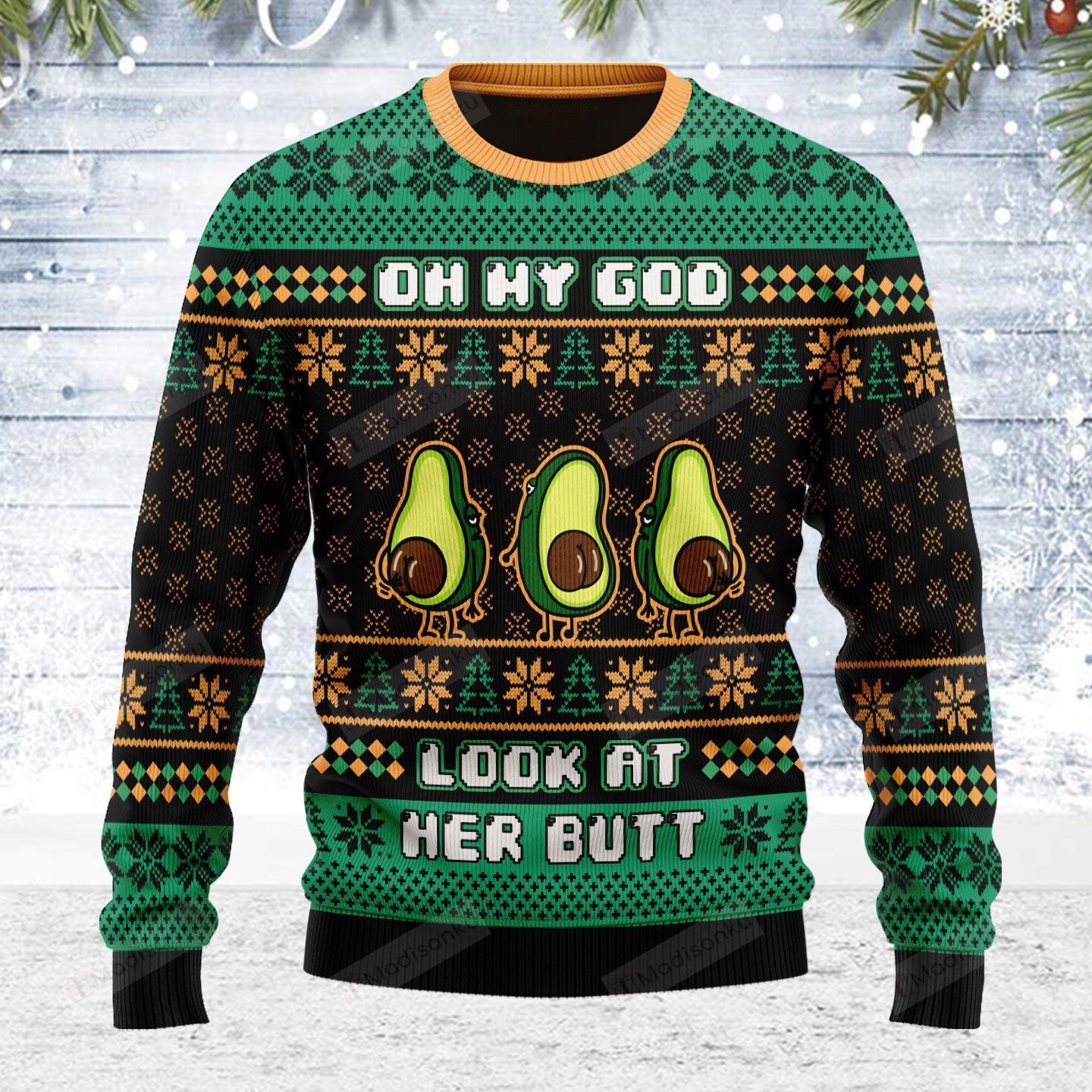 Avocado Look At Her Butt Ugly Christmas Sweater Funny Adult Christmas Sweaters Gifts