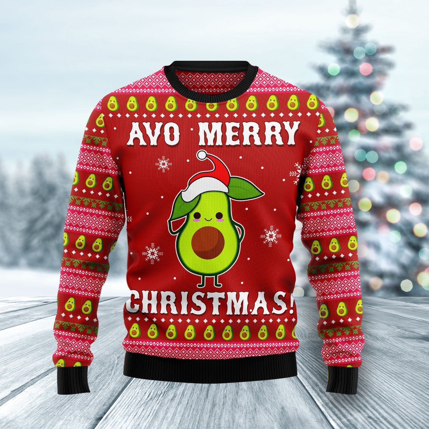 Avocado With Santa Hat Merry Christmas Ugly Christmas Sweater Cozy Gifts For Avocado Lovers