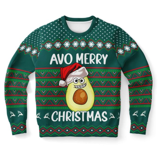 Avocado With Santa Hat Merry Christmas Ugly Sweater Cozy Festival Gifts For Avocado Lovers